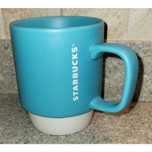 Starbucks Retro Teal/Blue/Green and White 12 oz Stackable Spring 2016 Coffee Mug